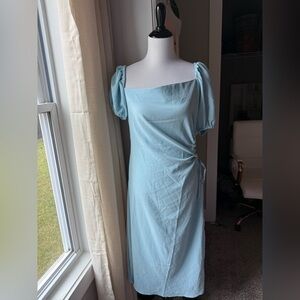 Elegant Light Blue Dress with cinched side detail